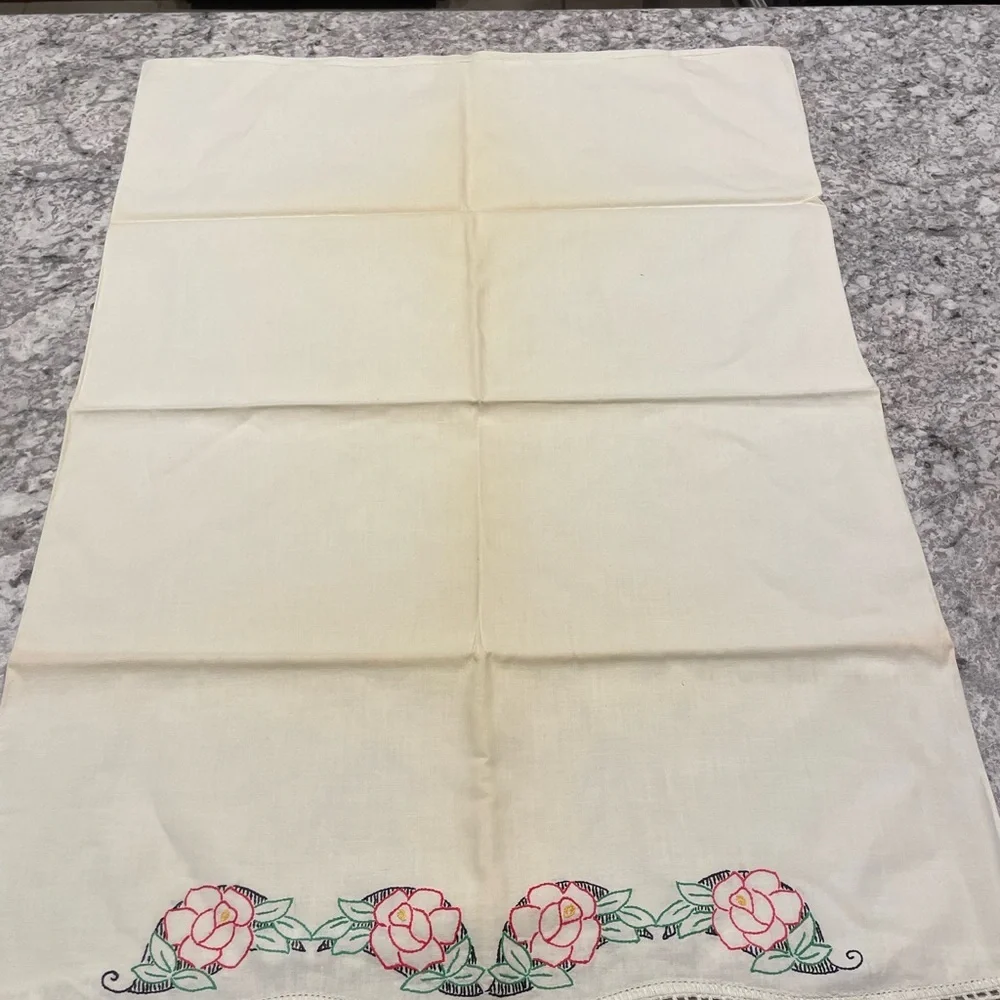 Vintage Hand Stitched Embroidered Pillow Case lot